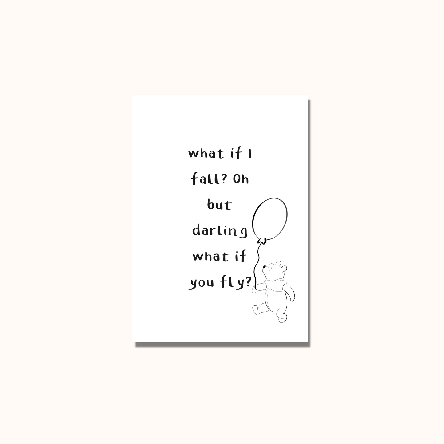 What If I Fall Print" or "What If You Fly Typographic A4 Print