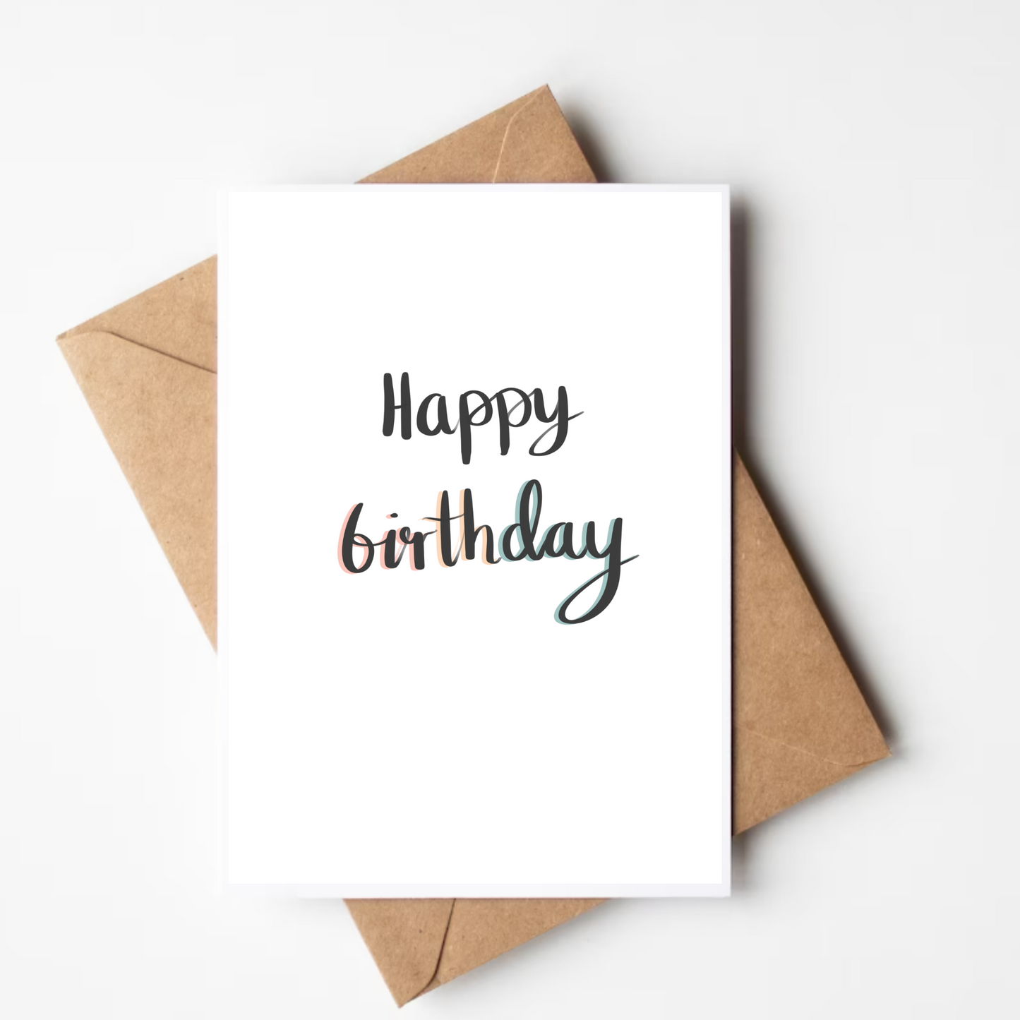 Happy Birthday Hand-Lettering Rainbow Card