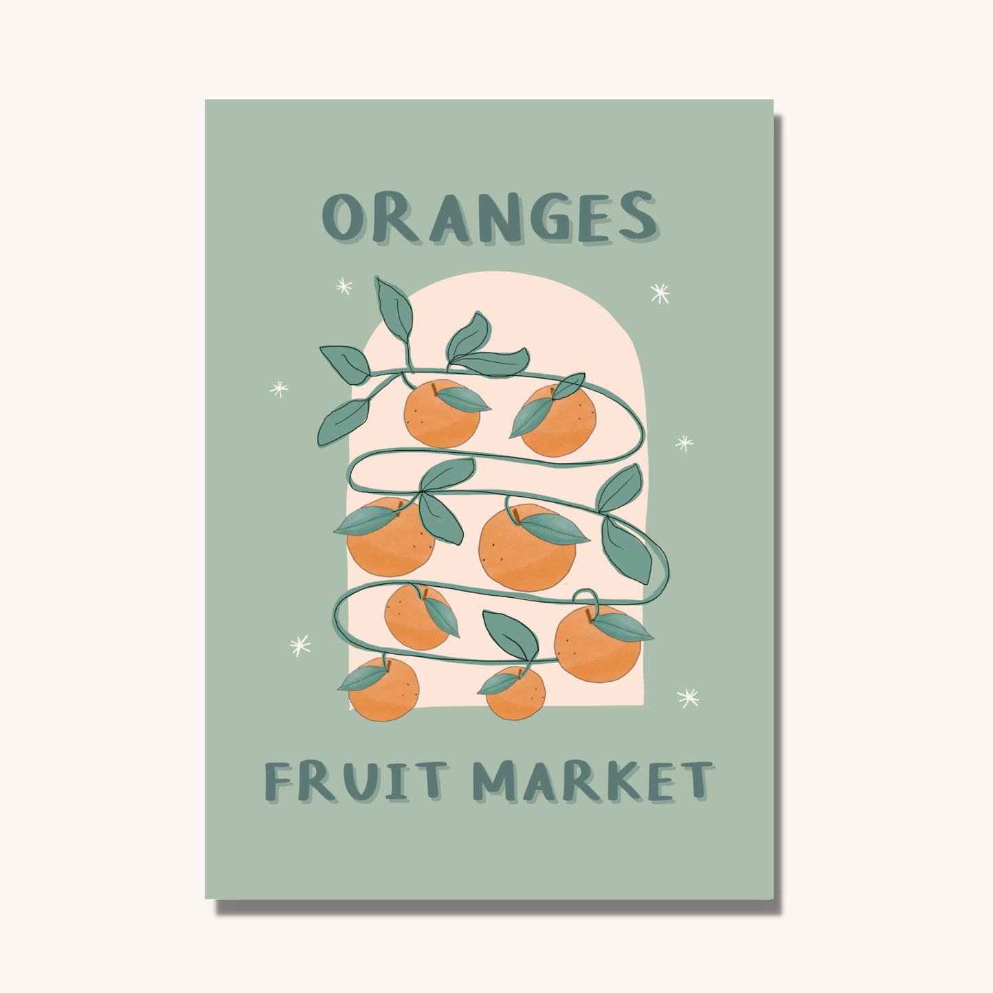 Oranges Fruit Market: Fresh and Playful Art Print