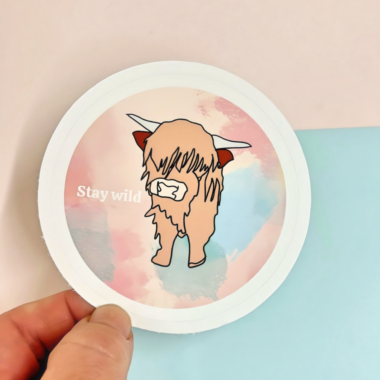 Stay Wild Highland Cow Vinyl Sticker