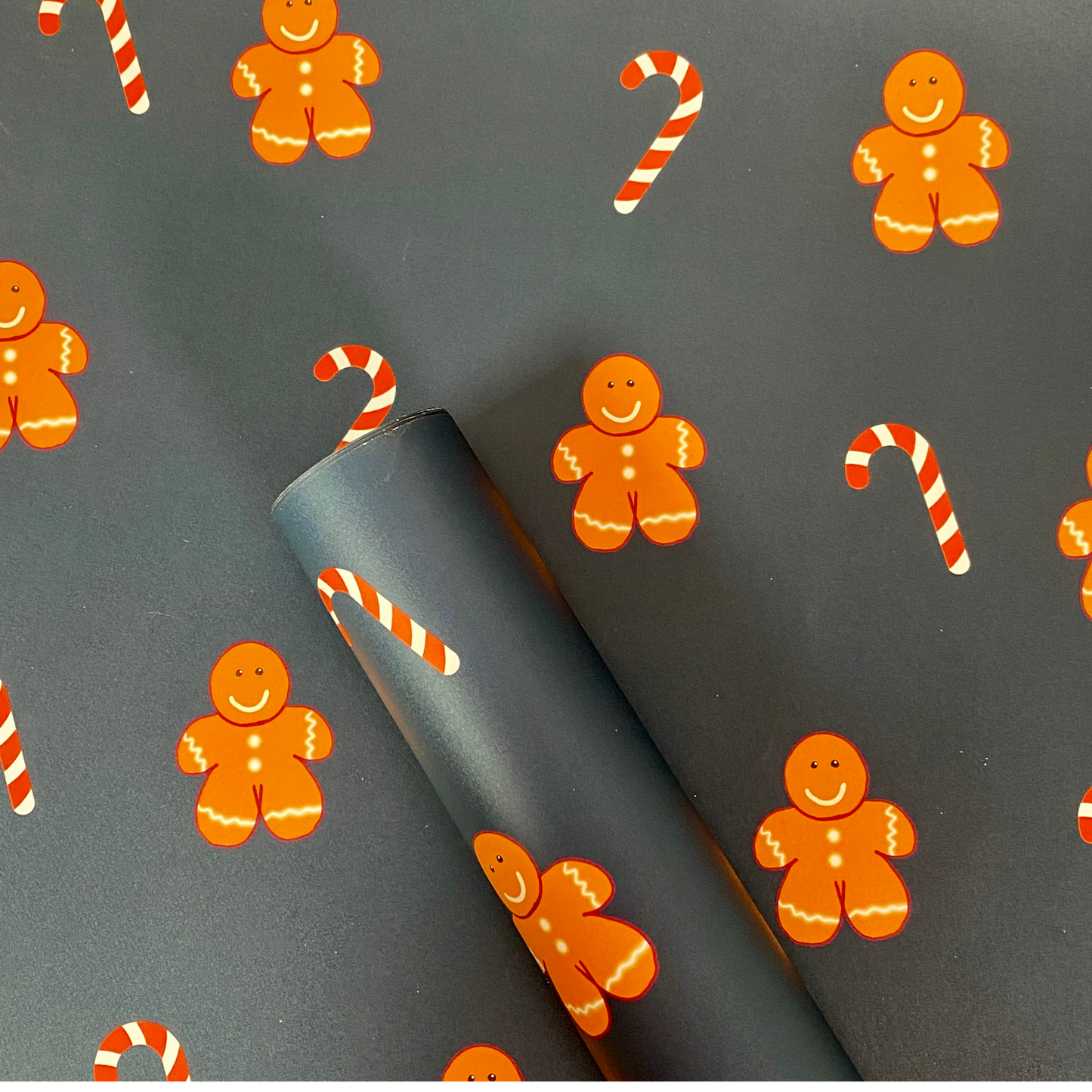 Navy Gingerbread & Candy Cane Wrap