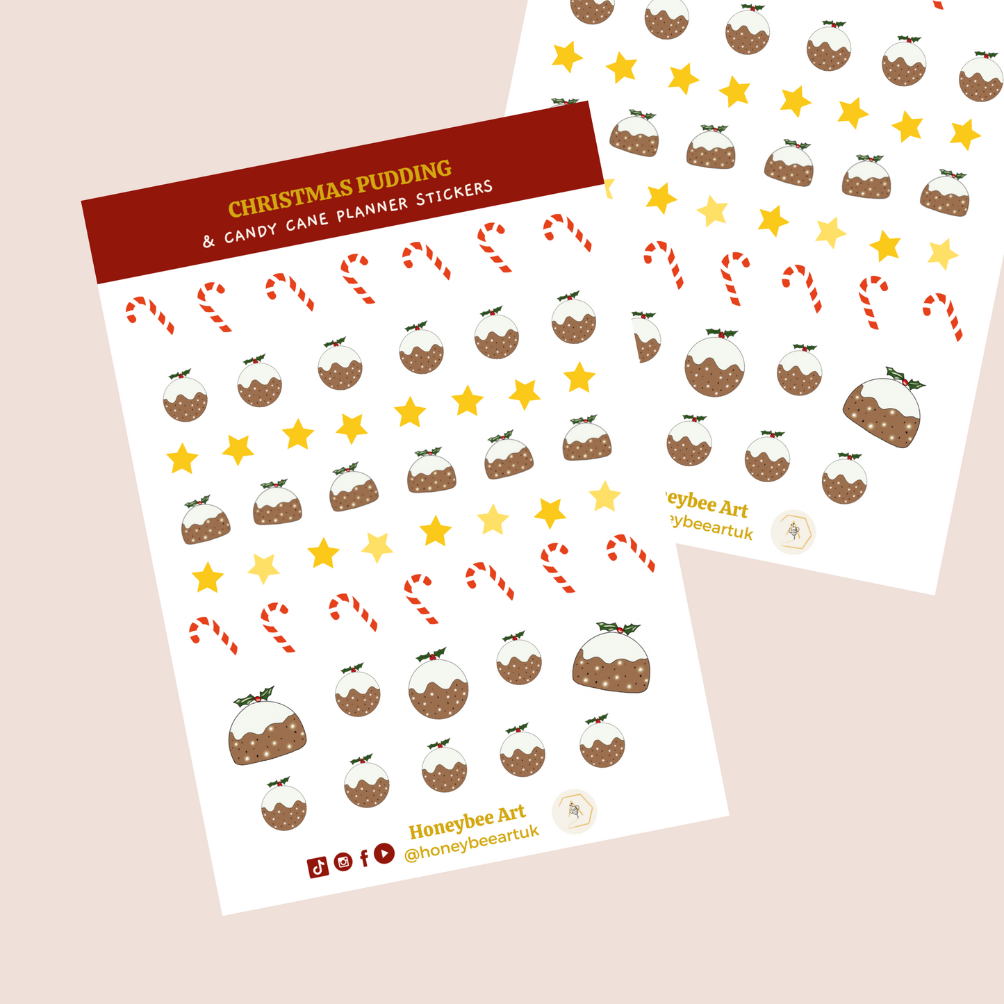 Christmas Pudding & Candy Cain Planner Stickers