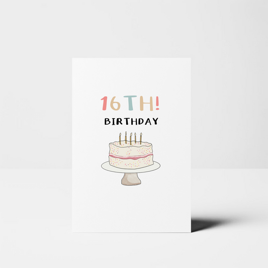 16th Birthday Cake Card