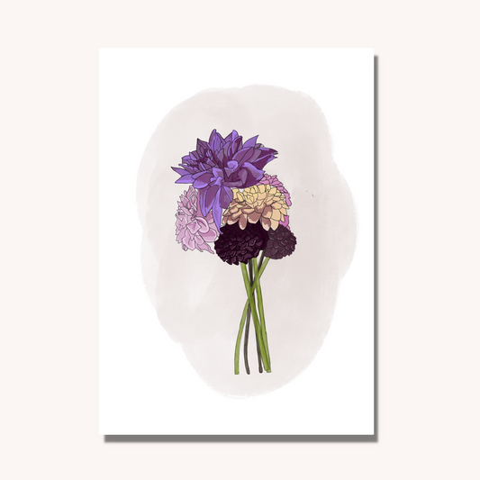 Botanical Dahlia Bouquet Floral Art Print