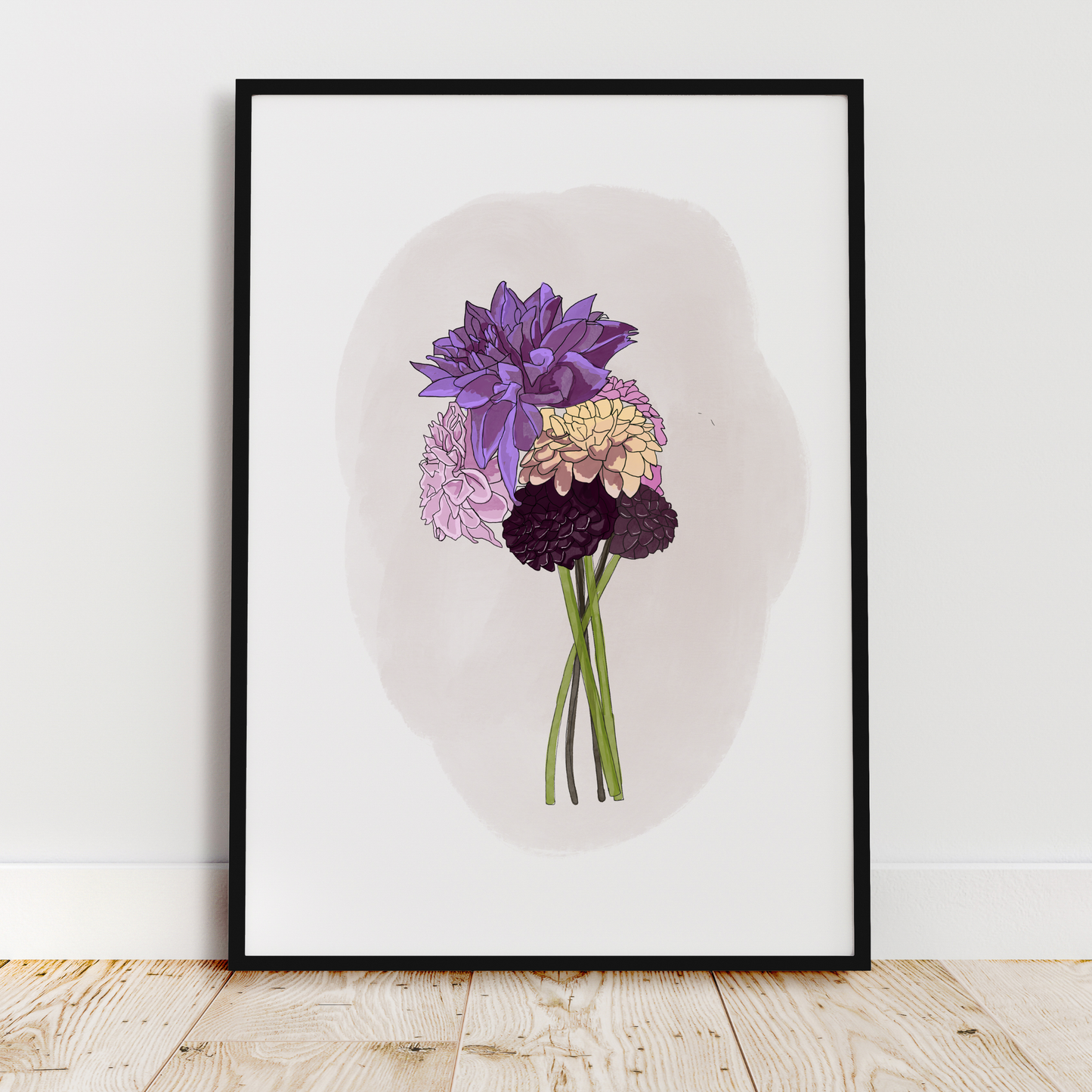 Botanical Dahlia Bouquet Floral Art Print