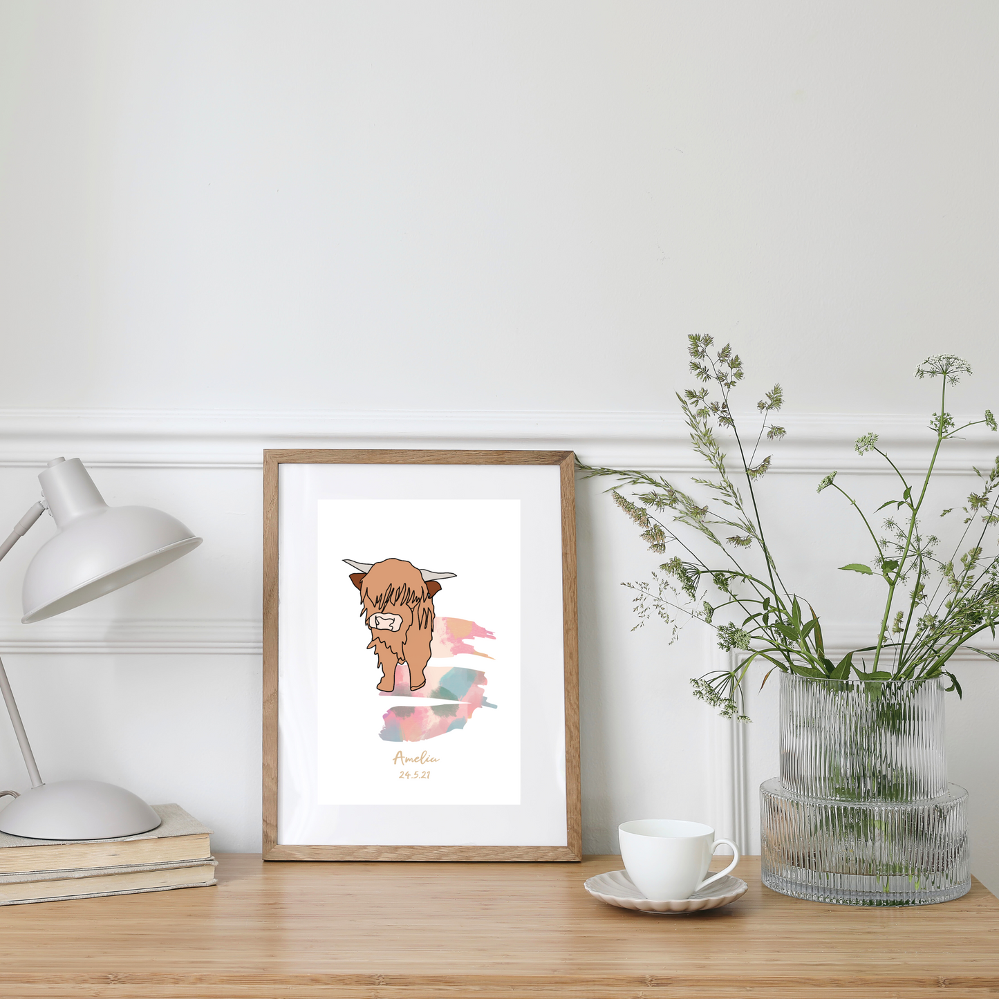 Highland Cow Personalised Print