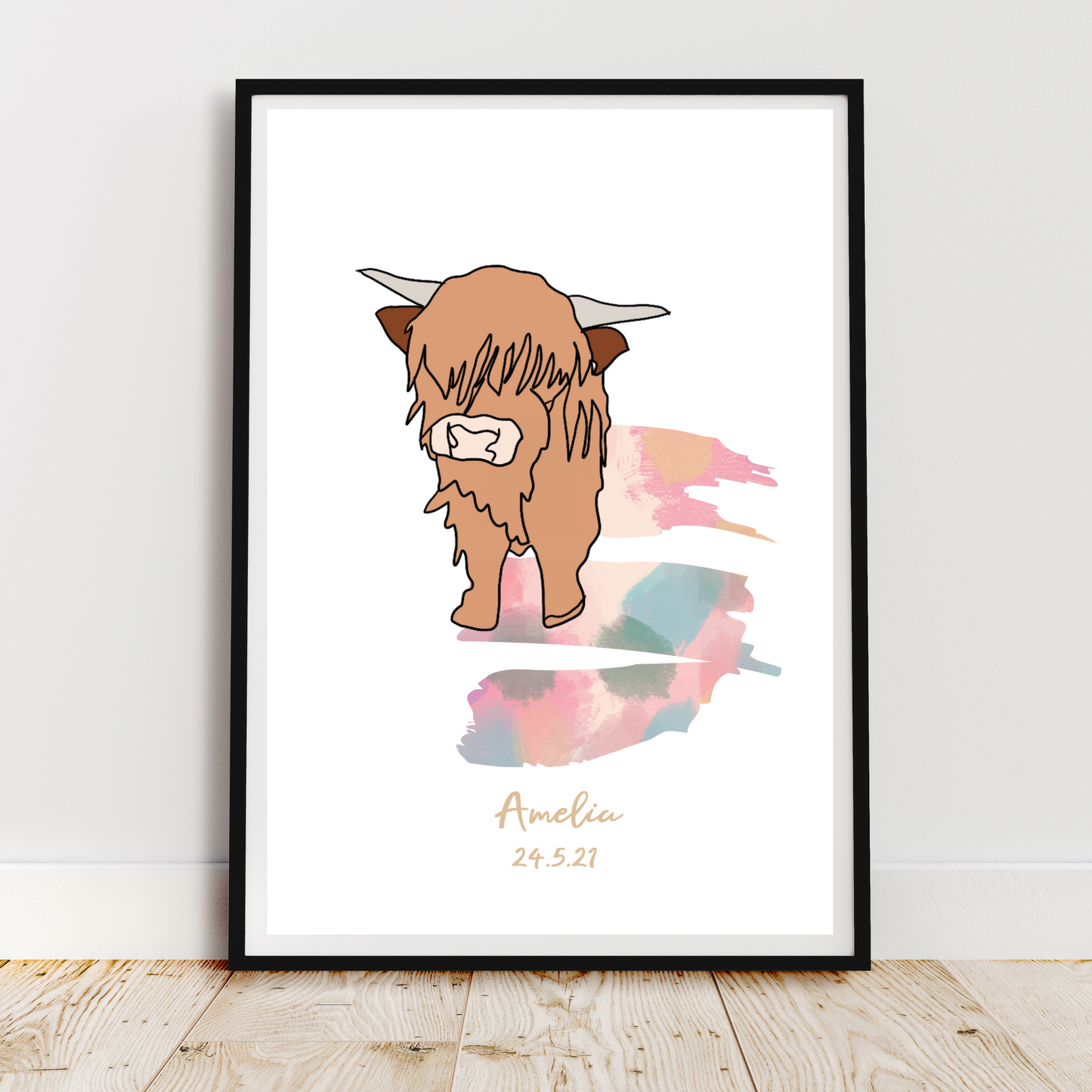 Highland Cow Personalised Print