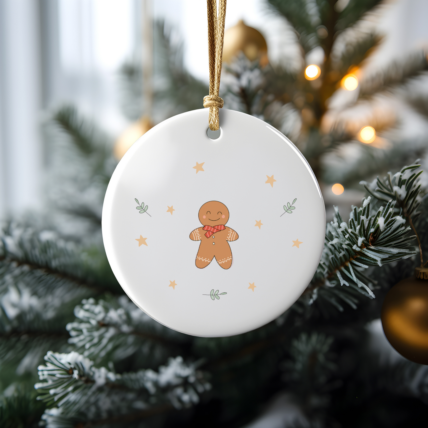 Gingerbread Man Ceramic Christmas Bauble