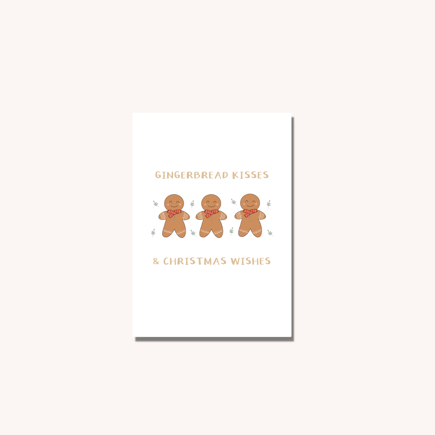 Gingerbread Kisses And Christmas Wishes Card
