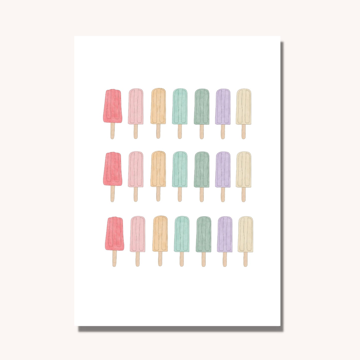 Rainbow Ice Lolly Pattern Art Print