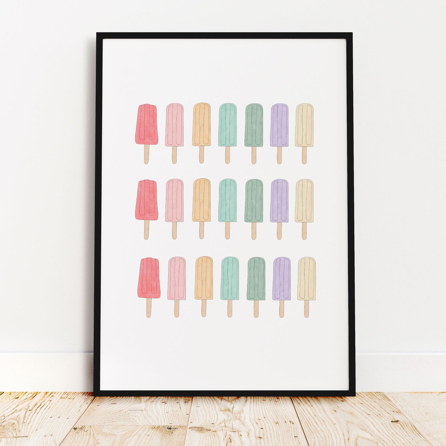 Rainbow Ice Lolly Pattern Art Print