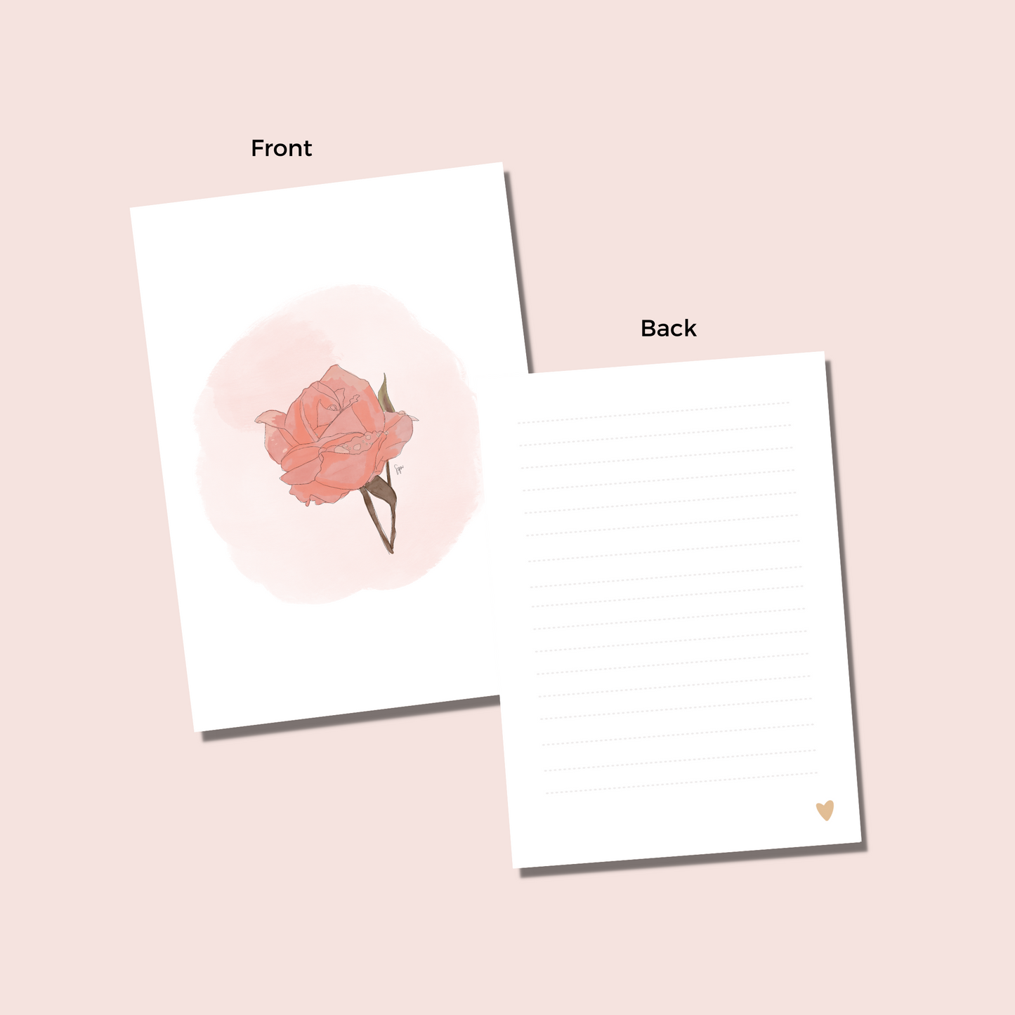 Illustrated Love Note Pack - Pink Vespa, Rose & “You Make My Heart Bloom”