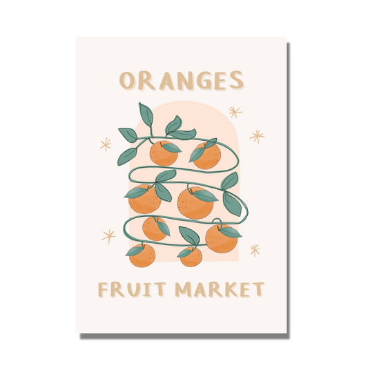 Oranges Fruit Market: Fresh and Playful Art Print