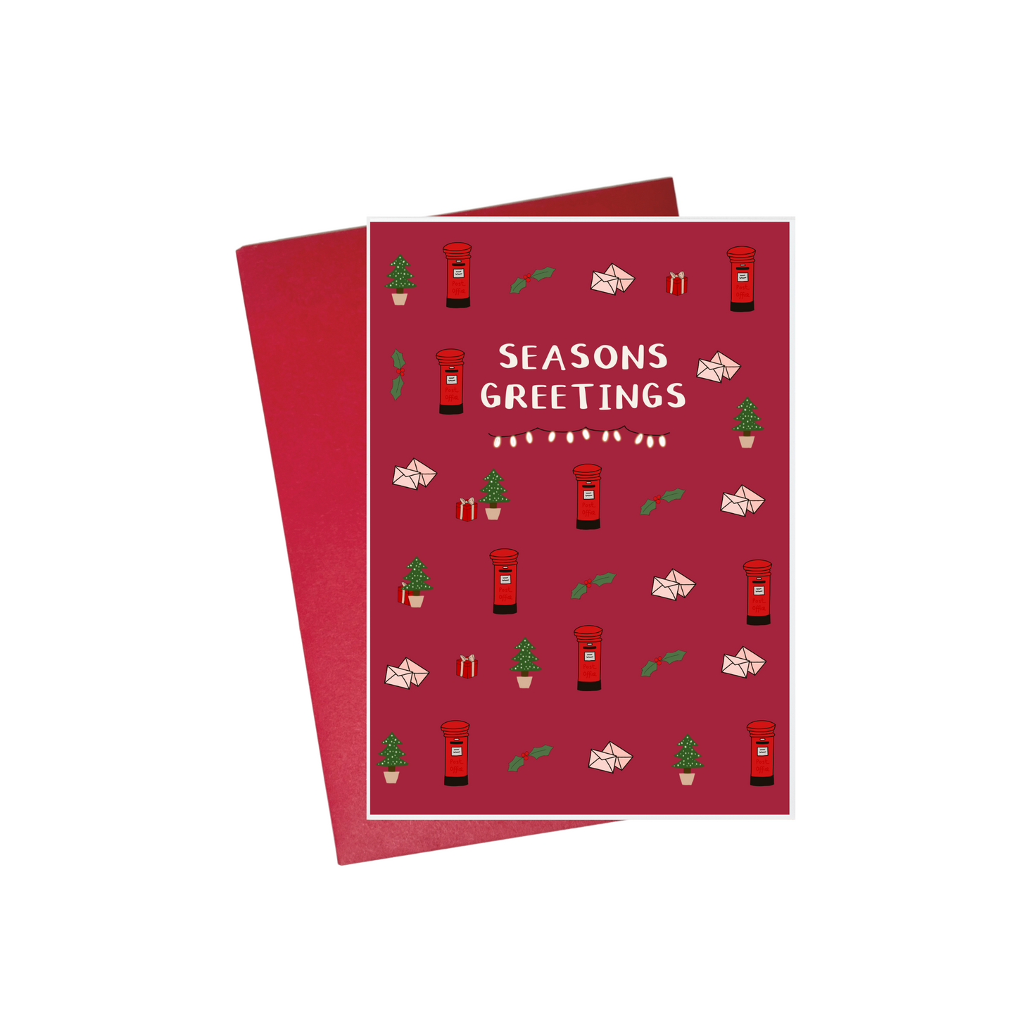 Festive Post Box, Christmas Tree & Holly Card