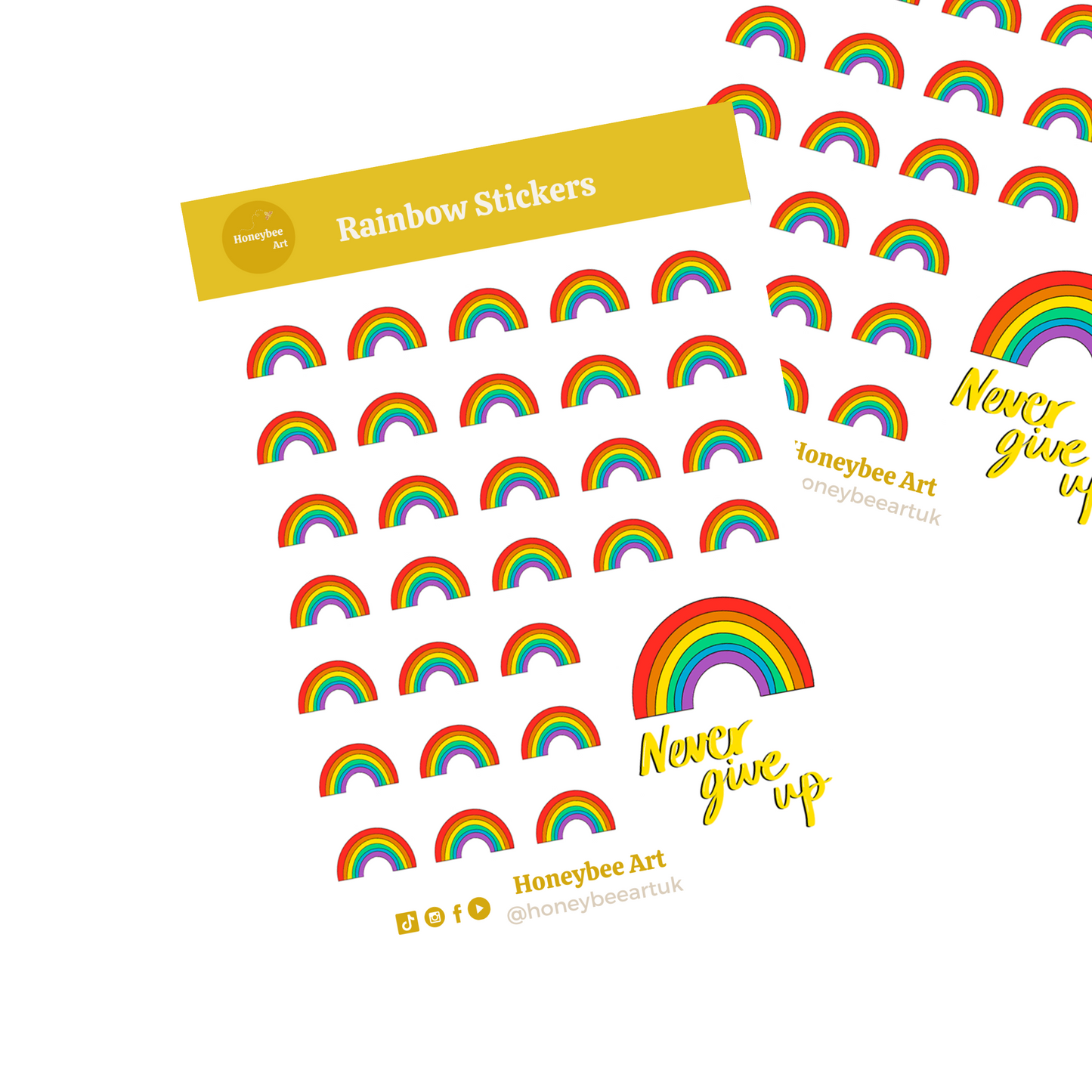 Never Give Up Rainbow Sticker Set